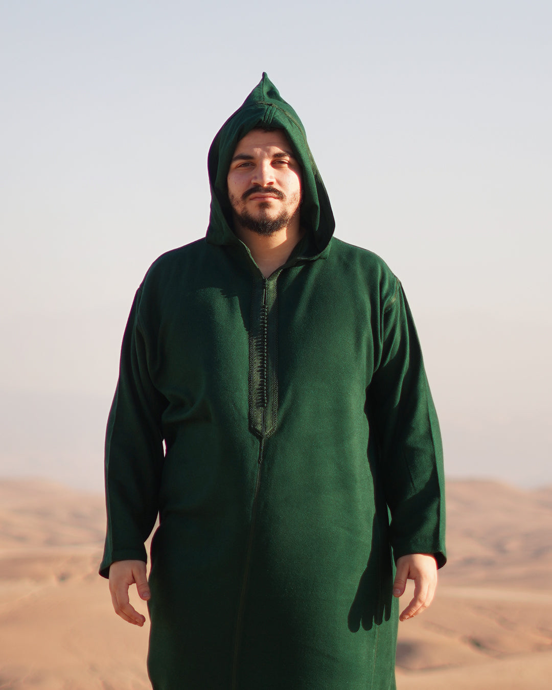 Djellaba with hand-sewn shops hood